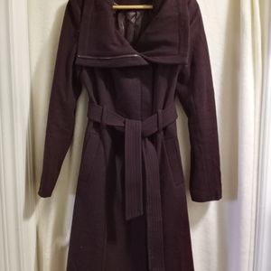 Knee Length Dark Plum Wool Coat Small